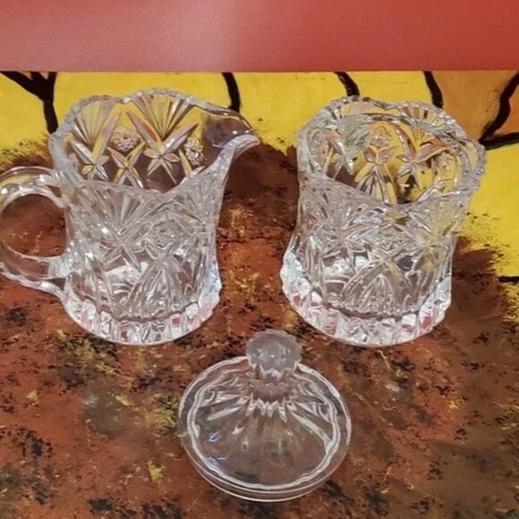 Vintage 1996 Crystal D'Arques Vincennes Creamer and Lidded Sugar FRANCE NIB - Picture 3 of 6